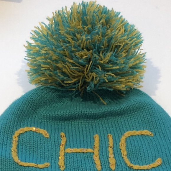 3 For $15Made Of Me Girls Green/Yellow Geek /Chic Sequin Dangling Pom Pom Beanie - Picture 2 of 10